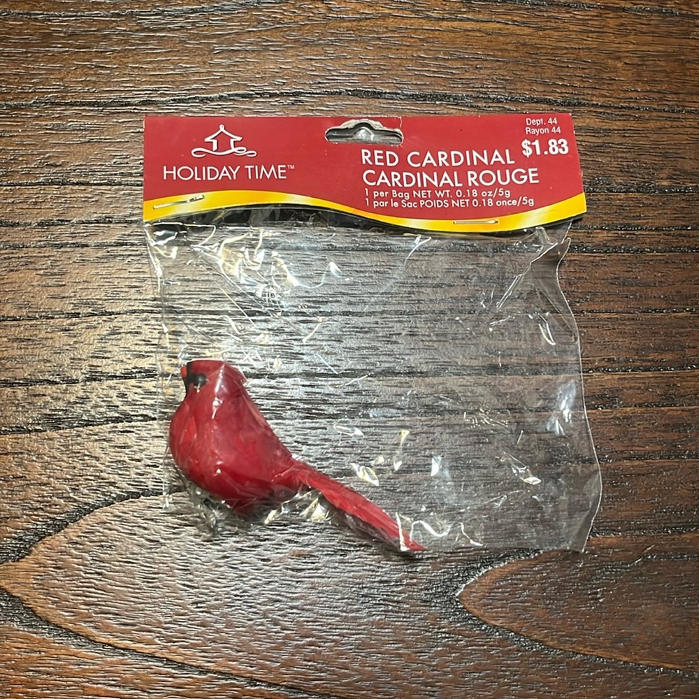 $2 Add-On Flocked Bird Red Cardinal with Clip Christmas Crafts Holiday Decor